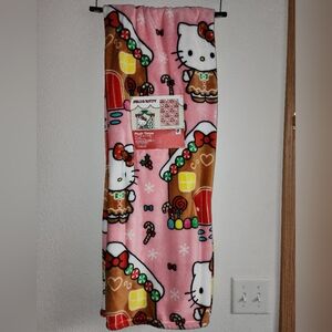 NWT Adorable Hello Kitty In Gingerbread Dress,Gingerbread House Plush Throw🩷✨️